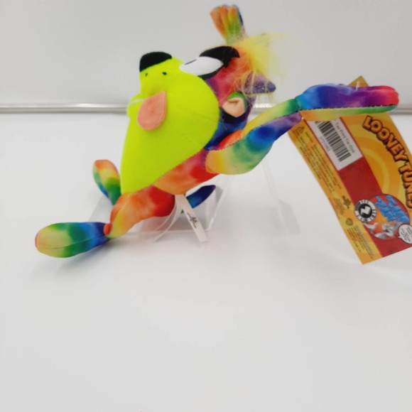 NWT 2016 Colorful Looney Tunes Tazmanian Devil Plush Tie Dye Rainbow Toy 8.5" - Picture 6 of 12